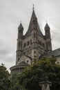 COLOGNE, GERMANY - SEPTEMBER 11, 2016: The Romanesque Catholic church `Gross Sankt Martin` Great St. Martin in the old town of Col Royalty Free Stock Photo