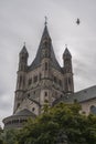 COLOGNE, GERMANY - SEPTEMBER 11, 2016: The Romanesque Catholic church `Gross Sankt Martin` Great St. Martin in the old town of Col Royalty Free Stock Photo