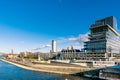 Cologne Koln, Germany, the Rhine River Side with Rheinboulevard Sun Terrace and Blue Sky