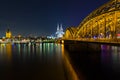 Cologne Night Skyline with Cathedral