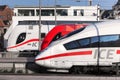 Three famous german deutsche bahn trains at cologne germany in a row