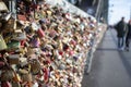 cologne, NRW, Germany, 01 31 2021, lovelocks on Hohenzollernbrige in Cologne, bokeh background