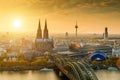 Cologne Skyline with Cathedral Dom Royalty Free Stock Photo