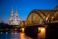 Cologne Skyline with Cathedral Dom Royalty Free Stock Photo