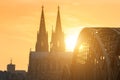 Cologne Skyline with Cathedral Dom Royalty Free Stock Photo