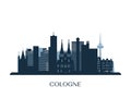 Cologne skyline, monochrome silhouette.