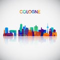 Cologne skyline silhouette in colorful geometric style.