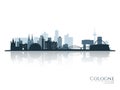 Cologne skyline silhouette with reflection. Royalty Free Stock Photo