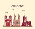 Cologne skyline vector illustration linear style