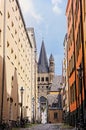 Cologne Street and Church Royalty Free Stock Photo