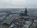 Cologne, 11th of December 2022, Germany. Aerial view of downtown Cologne city center. River rhine, skyline, Cologne Royalty Free Stock Photo