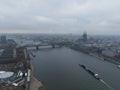 Cologne, 11th of December 2022, Germany. Aerial view of downtown Cologne city center. River rhine, skyline, Cologne Royalty Free Stock Photo