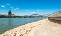 Cologne view and the deutzer rhine boulevard at summer