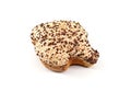 Colomba Pasquale, typical italian easter cake, coated with chocolate chips. White background.