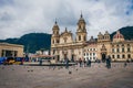 COLOMBIA - APRIL 26: Bolivar Plaza and Cathedral in downtown at the Candelaria area, April 26, 2018 in Bogota, Colombia Royalty Free Stock Photo