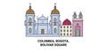 Colombia, Bogota, Bolivar Square travel landmark vector illustration Royalty Free Stock Photo