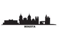 Colombia, Bogota city skyline isolated vector illustration. Colombia, Bogota travel black cityscape