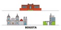 Colombia, Bogota flat landmarks vector illustration. Colombia, Bogota line city with famous travel sights, skyline