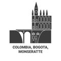 Colombia, Bogota ,Monseratte travel landmark vector illustration