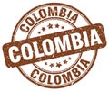 Colombia brown grunge round vintage stamp