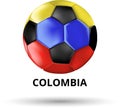 Colombia card with soccer ball in colors of national flag.