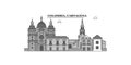 Colombia, Cartagena city skyline isolated vector illustration, icons