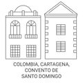 Colombia, Cartagena, Convento De Santo Domingo travel landmark vector illustration