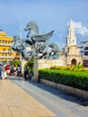 Colombia, Cartagena de Indias, sculptures of two winged steeds