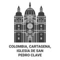 Colombia, Cartagena, Iglesia De San Pedro Clave travel landmark vector illustration