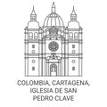 Colombia, Cartagena, Iglesia De San Pedro Clave travel landmark vector illustration