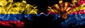 Colombia, Colombian vs United States of America, America, US, USA, American, Arizona, Arizonan smoky mystic flags placed side by