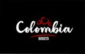 Colombia country on black background with red love heart and its capital Bogota