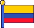 Colombia country nation flag on flagstaff vector