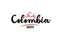 Colombia country with red love heart and its capital Bogota creative typography logo design