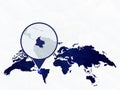 Colombia detailed map highlighted on blue rounded World Map