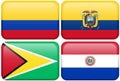 Colombia, Ecuador, Guyana, Paraguay Royalty Free Stock Photo