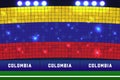 Colombia flag card stunts. Colombia soccer or football stadium background.