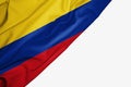 Colombia flag of fabric with copyspace for your text on white background