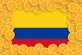 Colombia flag in fresh citrus fruit slices frame