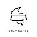 Colombia flag icon. Trendy modern flat linear vector Colombia fl