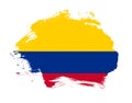 Colombia flag painted on minimal brush stroke background Royalty Free Stock Photo