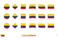 Colombia flag set, simple flags of Colombia with three different effects Royalty Free Stock Photo