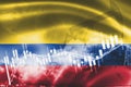 Colombia flag, stock market, exchange economy and Trade, oil production, container ship in export and import business and