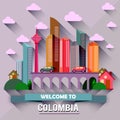 Colombia - Flat design city vector illustration