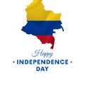Colombia Independence day. Colombia map. Vector illustration.