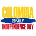 Colombia Independence Day greeting card with brush stroke element.
