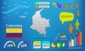 Colombia map info graphics - charts, symbols, elements and icons collection. Detailed colombia map with High quality business