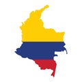 Colombia map silhouette national flag