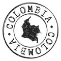 Colombia Map Silhouette. Postal Passport Stamp Round Vector Icon Seal Badge Illustration.