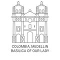 Colombia, Medellin Basilica Of Our Lady travel landmark vector illustration